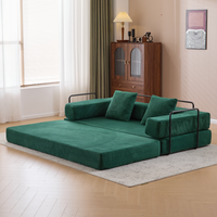 Boneless 4 in 1 Convertible Floor Sofa Bed with Corduroy Pillow Back